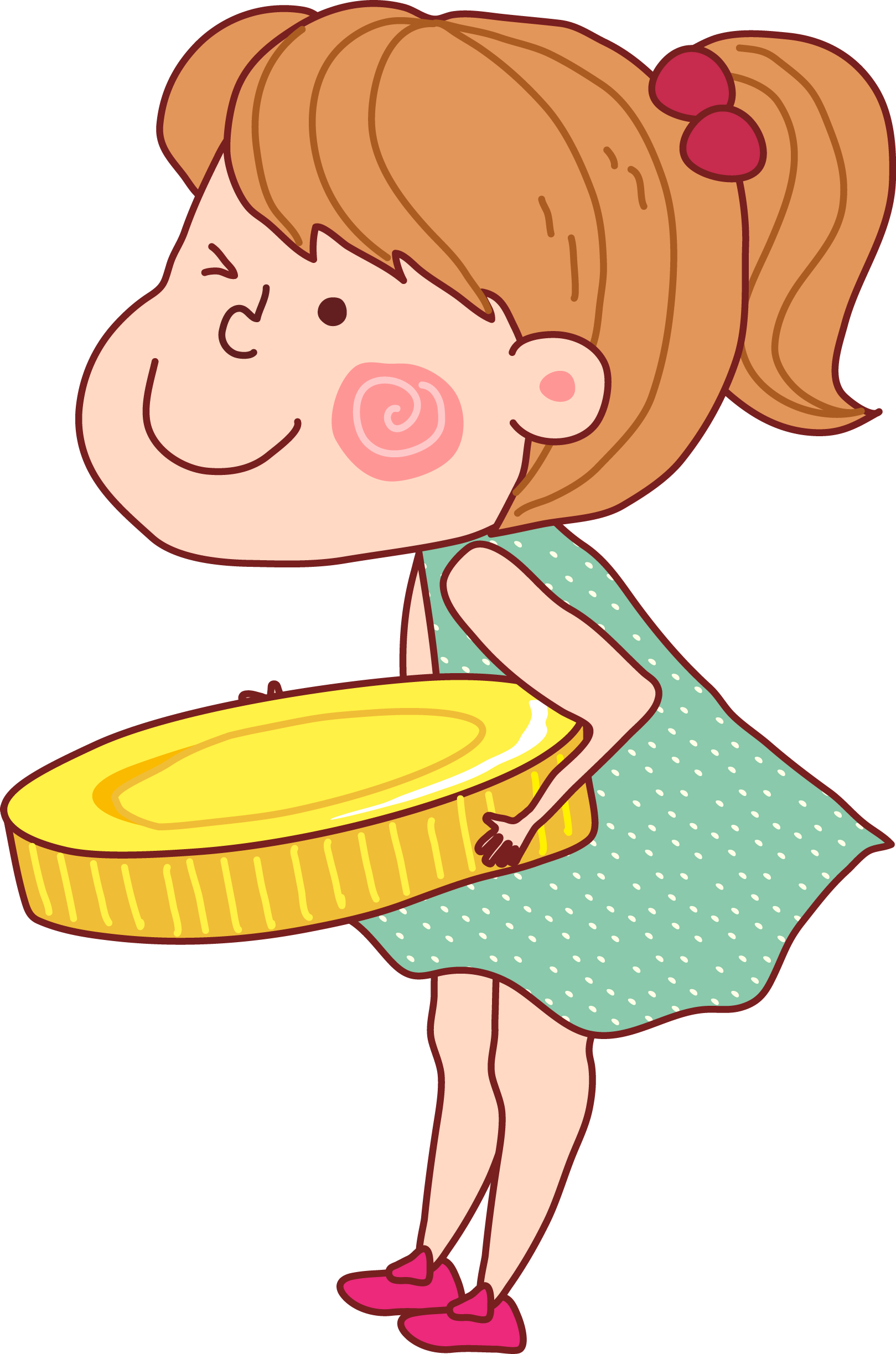 Cartoon Coin Clip Art - Girl With Coins Cartoon (1619x2446)