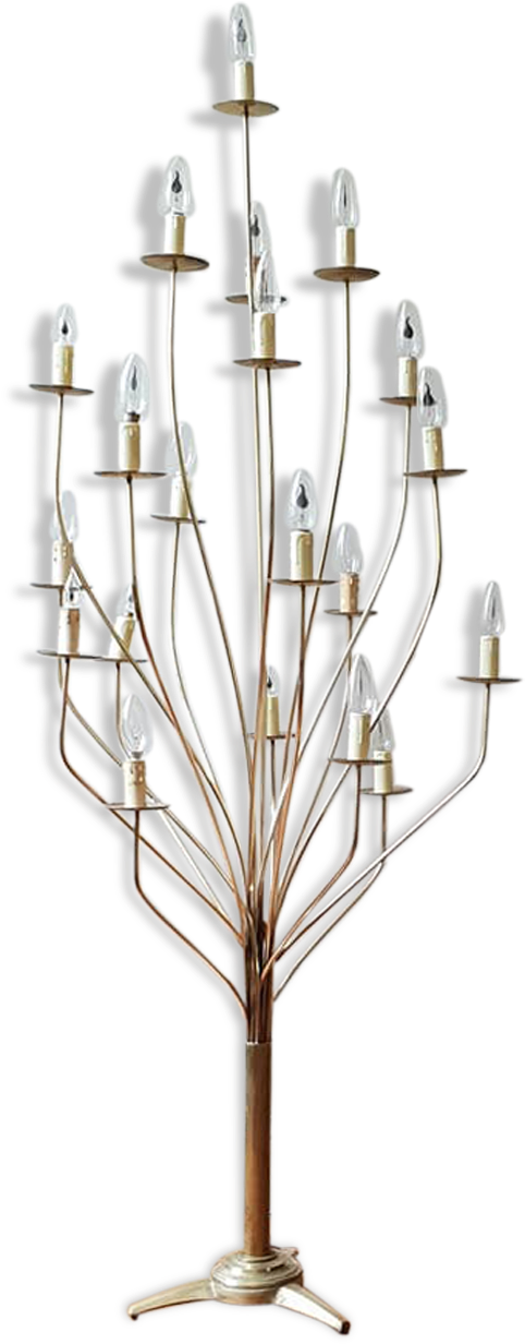 Lamppost Bouquet Jean Royère, 20 Arm Golden Brass, - Jean Royère (1457x1457)