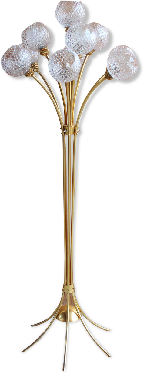 Italian Lamppost 10 Lights Golden Crystal Balls - Artificial Flower (1457x1457)