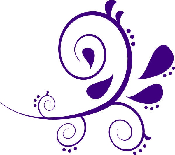 Purple And White Swirl Branch Clip Art - Free Paisley Clip Art (600x529)