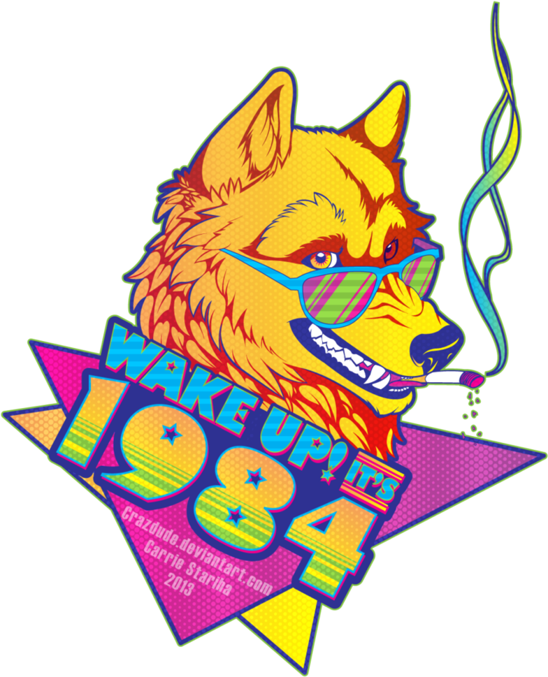 Wake Up It's 1984 Wolf By Crazdude - Cartoon (816x979)