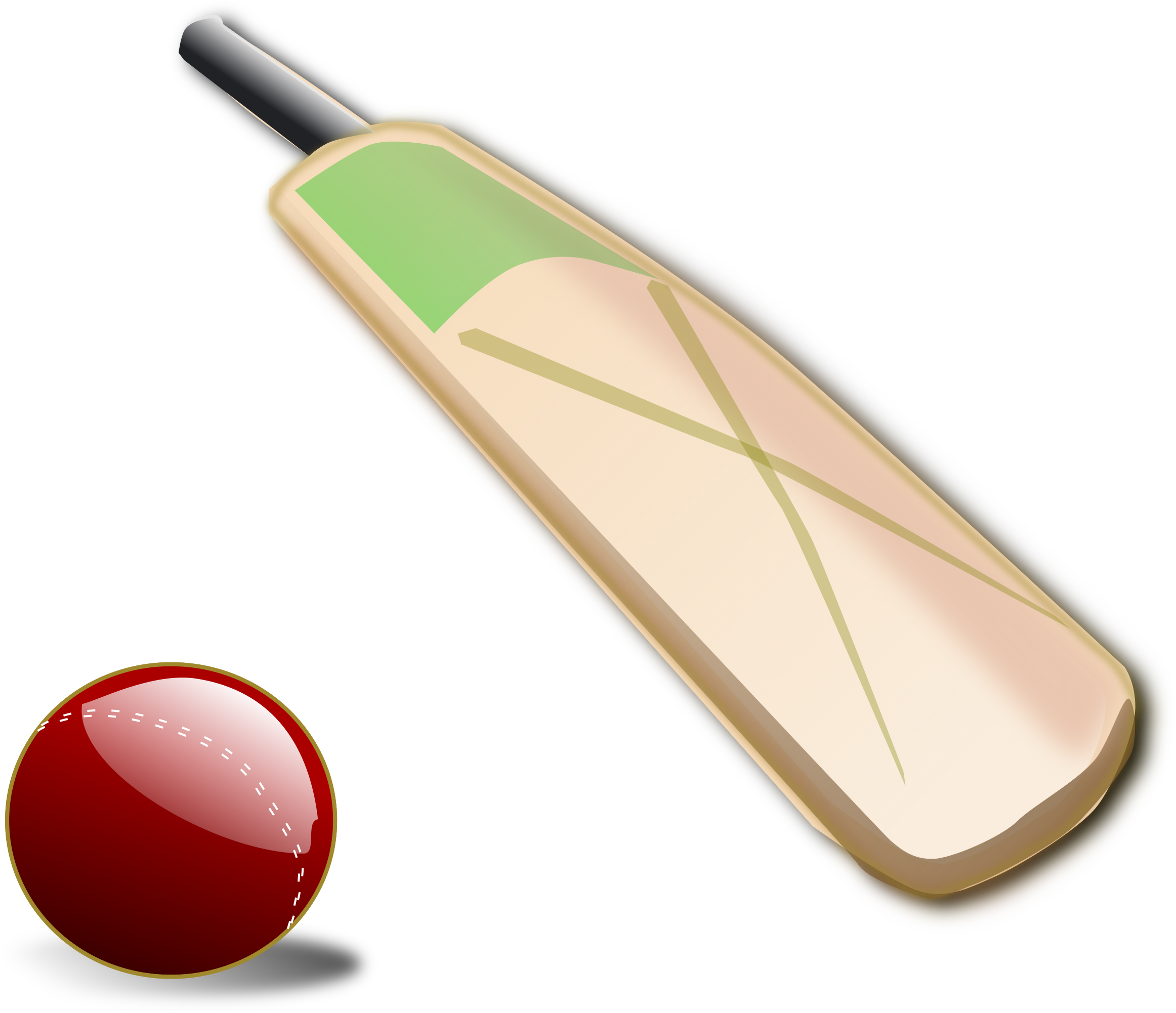 Cricket Clipart Transparent - Cartoon Cricket Bat And Ball (2400x2003)