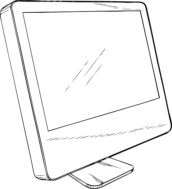 Cinema Display Black White Line Art 555px - Paper (555x608)