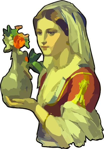 Lady Carrying Flower Vase Svg Clip Arts 414 X 593 Px - Woman (414x593)