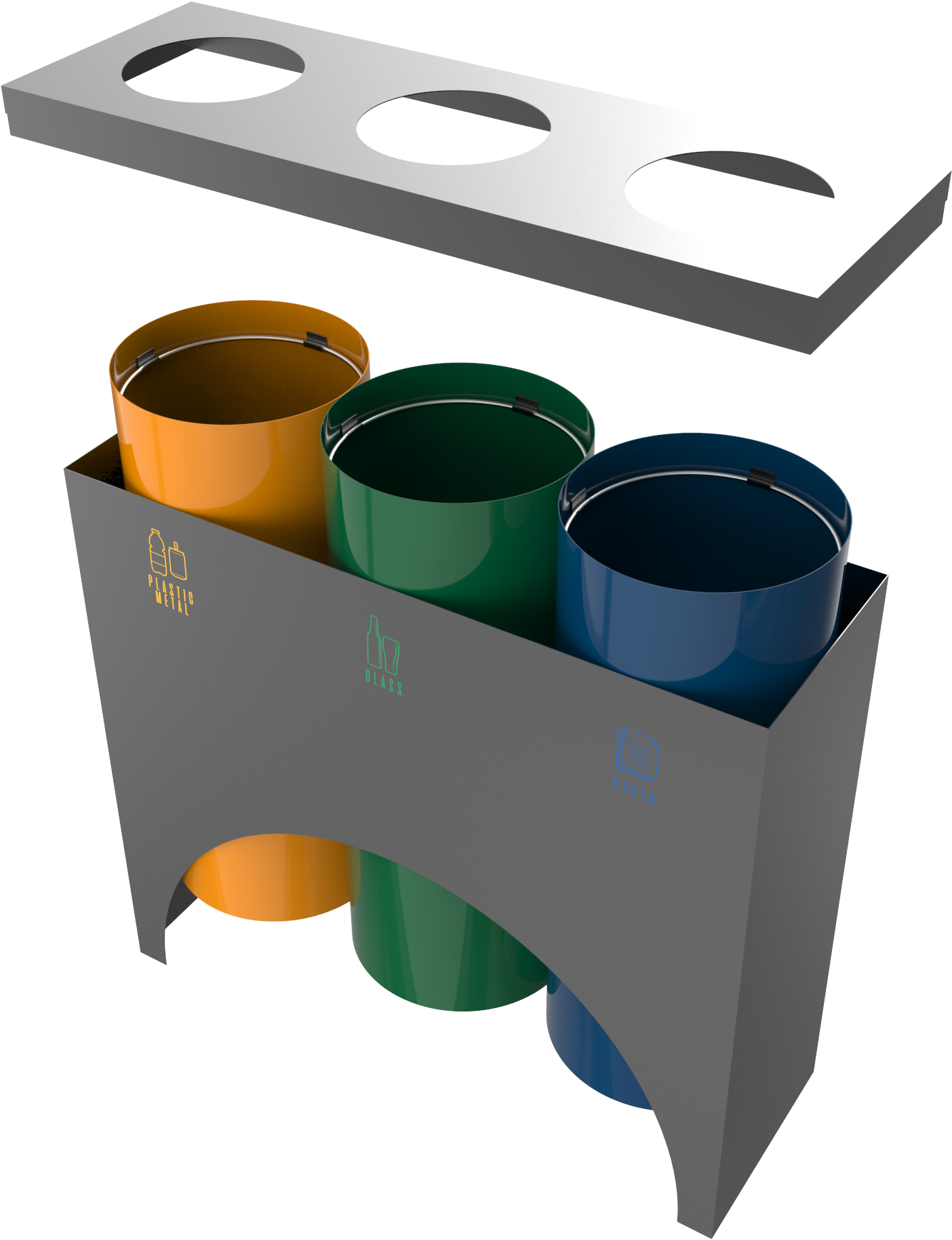 Modern Powder Coated Metal Recycle Bin Station - Recycling Bin (2000x2000)