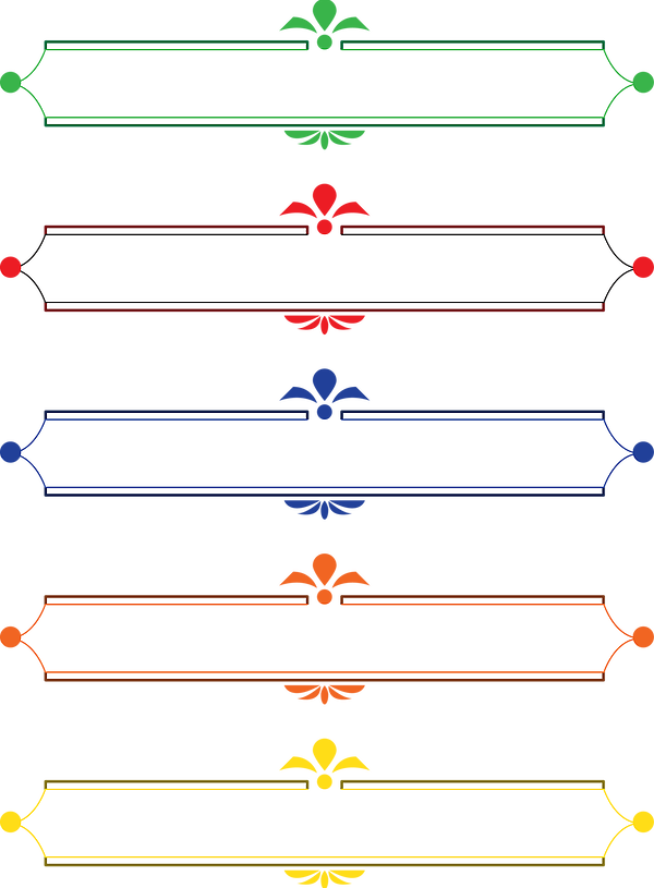 Free Clipart Of 5 Banners With Shell Like Decoration - Clip Art (600x815)