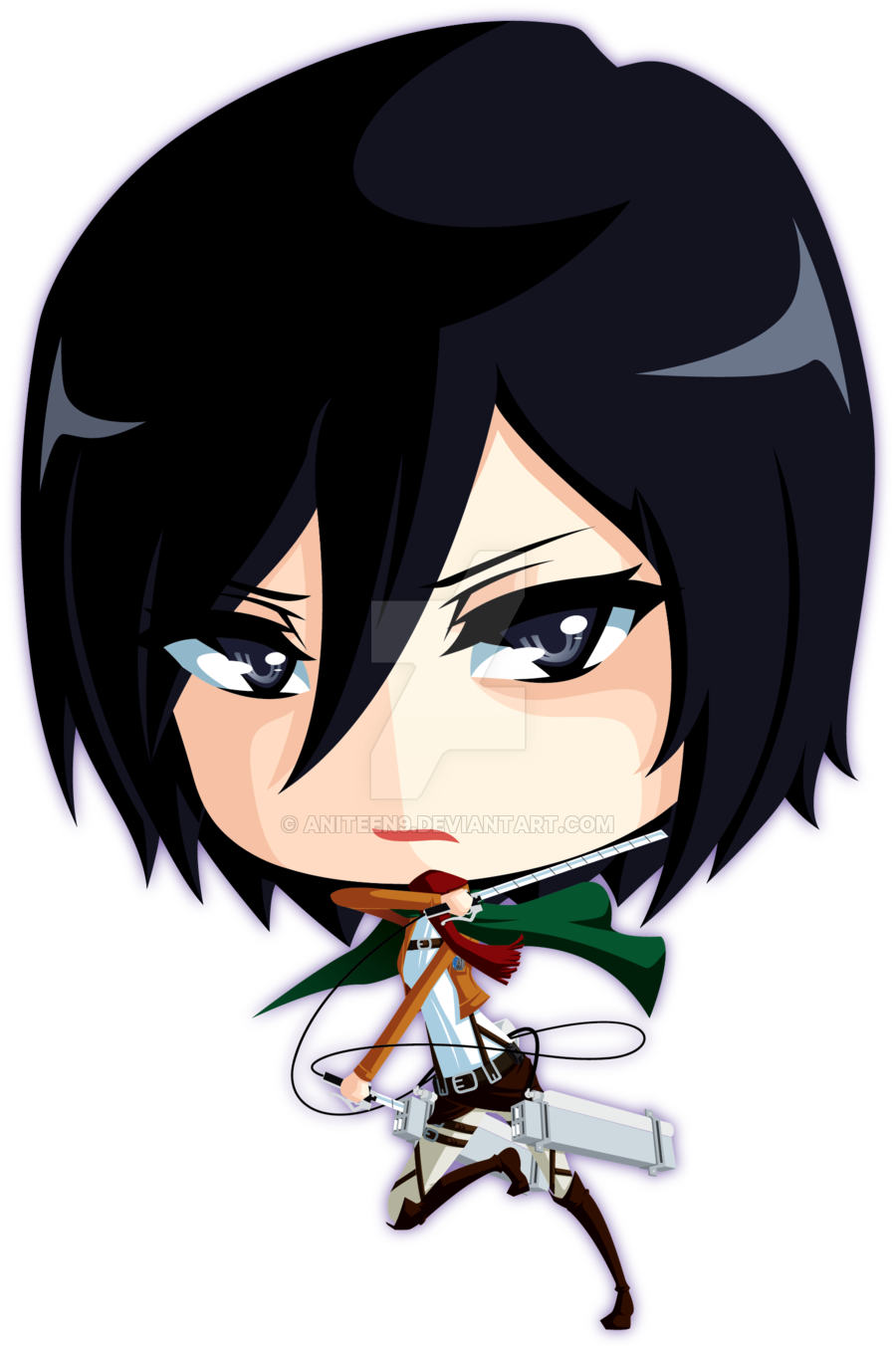 Mikasa Ackerman Eren Yeager Attack On Titan Chibi Anime - Mikasa Ackerman Eren Yeager Attack On Titan Chibi Anime (900x1357)