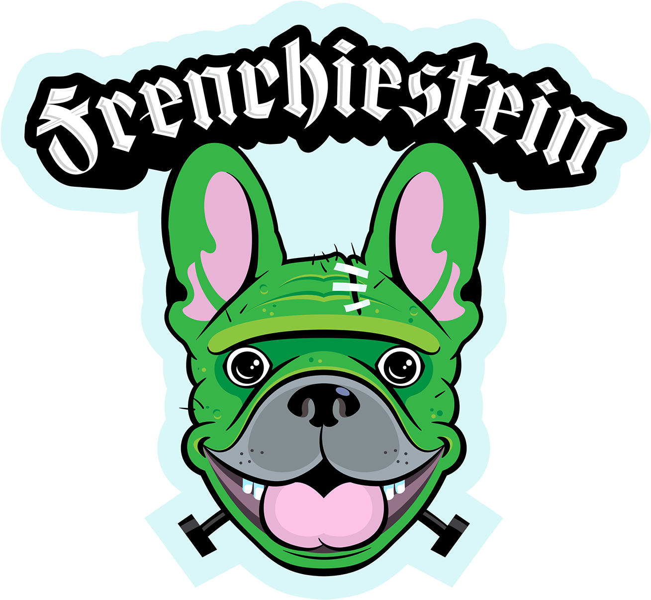 Frenchiestein French Bulldog Monster Graphic - Dog Catches Something (1400x1680)