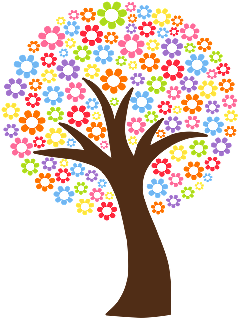 Tree Heart Cliparts 14, - Arvore Com Flores Png (720x720)