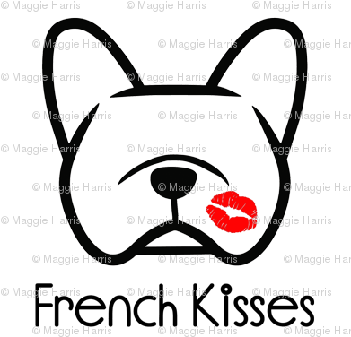 French Bulldog Kisses - French Bulldog Line Drawing (400x400)