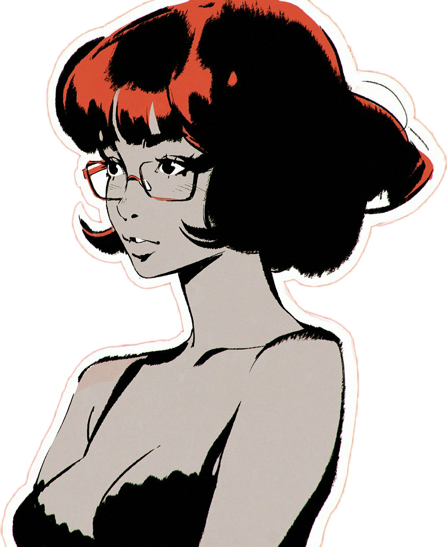 Girl Red Black Tanktop Shorthair Glasses - Ilya Kuvshinov (882x1079)