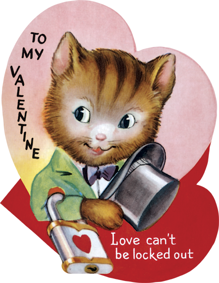 Boy Cat With Top Hat Die Cut Valentine - Kitten (433x560)