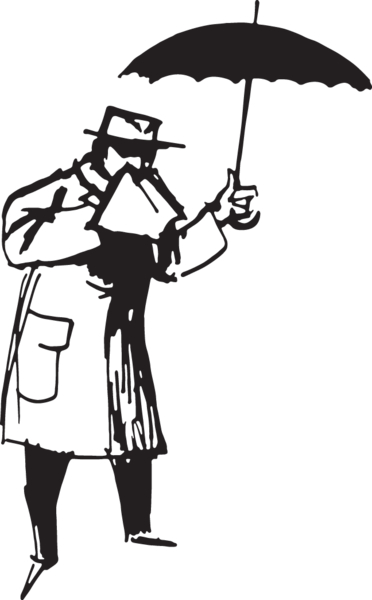 Man Blowing Nose With Umbrella - Man (372x600)