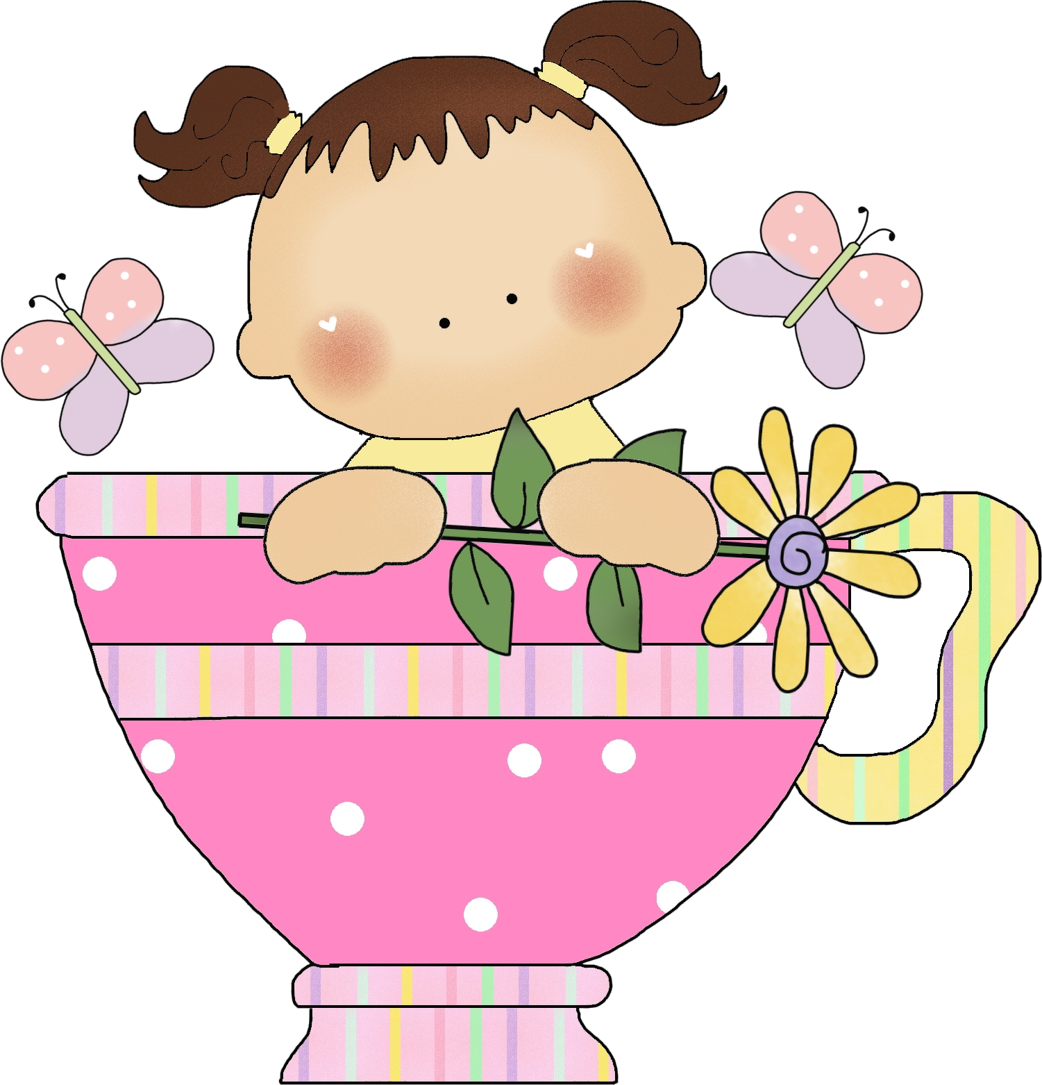 Terminei Os Convites Para O Chá De Bebê Da Minha Cunhada, - Baby In Teacup Cartoon (1501x1563)