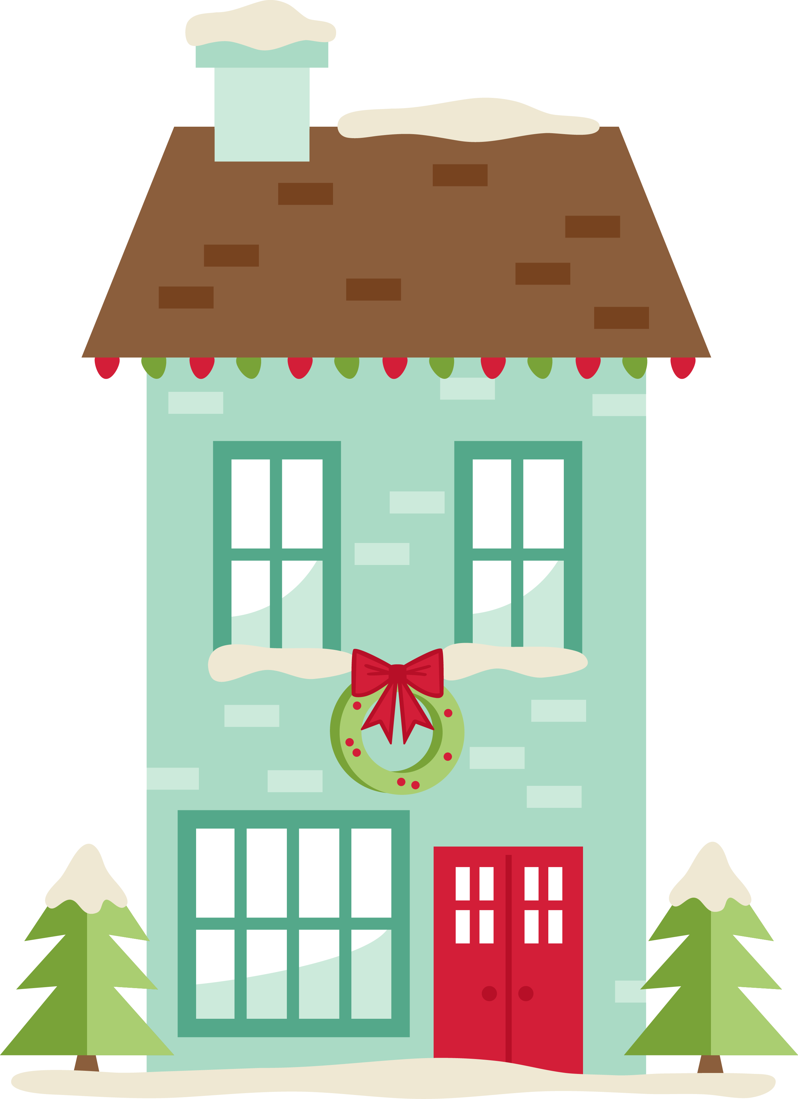 Christmas Street Cliparts - Cute House Png (2576x3548)