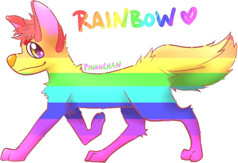 Kawaii Rainbow Running By Pinkiichan - Drawing (1076x743)