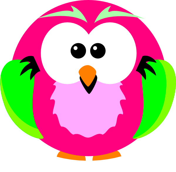 Pink And Green Owl Clip Art At Clker Com Vector Clip - Owl Png Pink And Green Png (600x586)