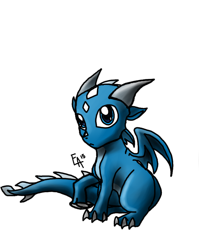 Little Blue Dragon By Echoarcher On Deviantart - Blue Dragon Cartoon Drawing (750x900)