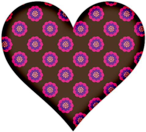 Brown Heart With Pink Flowers Icon, Png Clipart Image - Pink And Brown Heart (512x512)