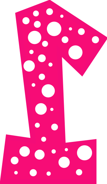 Number 1 Pink And White Polkadot Clip Art At Clker - Polka Dot (342x590)