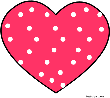 Clip Art Image Of Pink Heart With White Polka Dots - Heart (450x450)