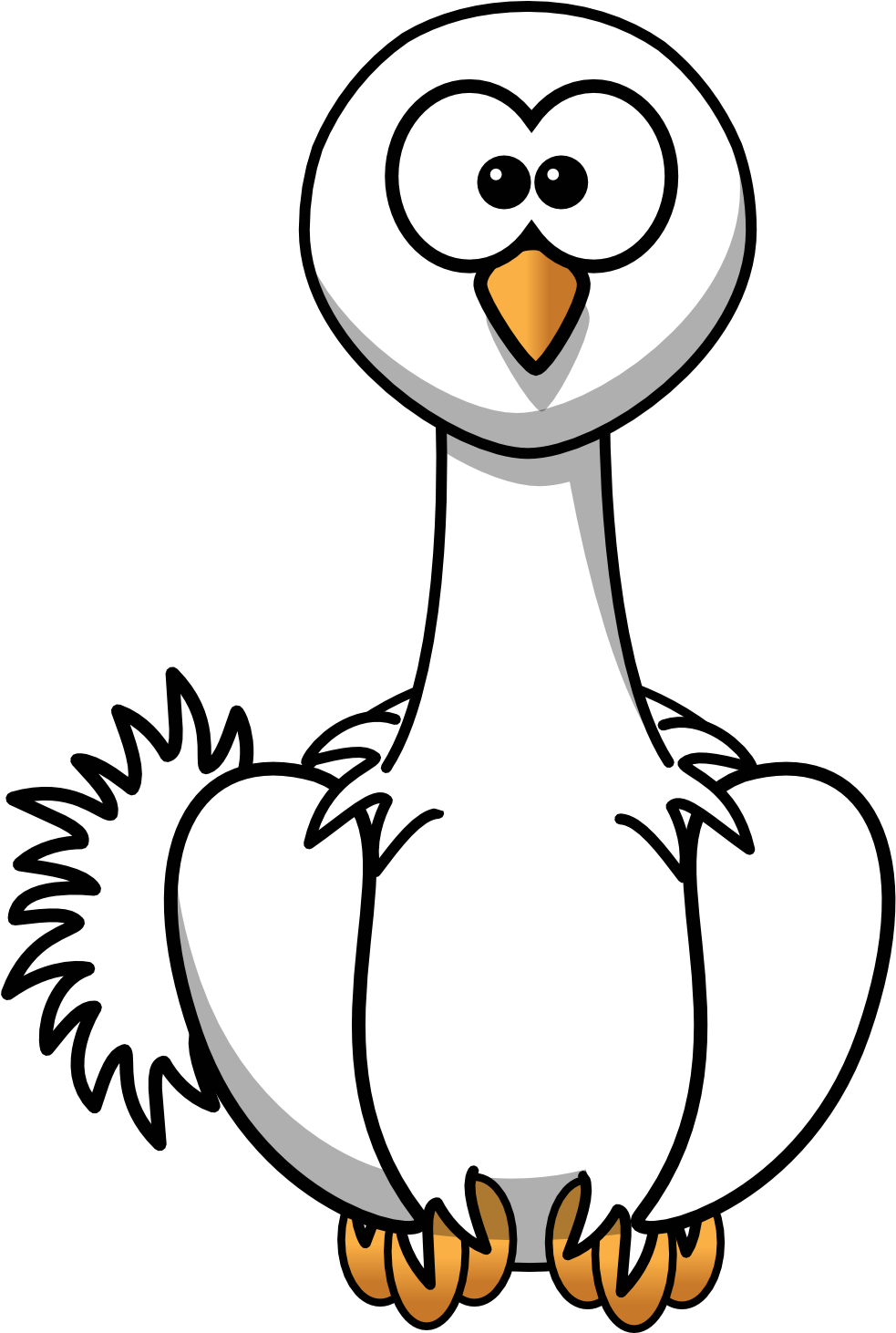 Ostrich Black White Line Art 999px 149 - Cartoon Ostrich (999x1461)