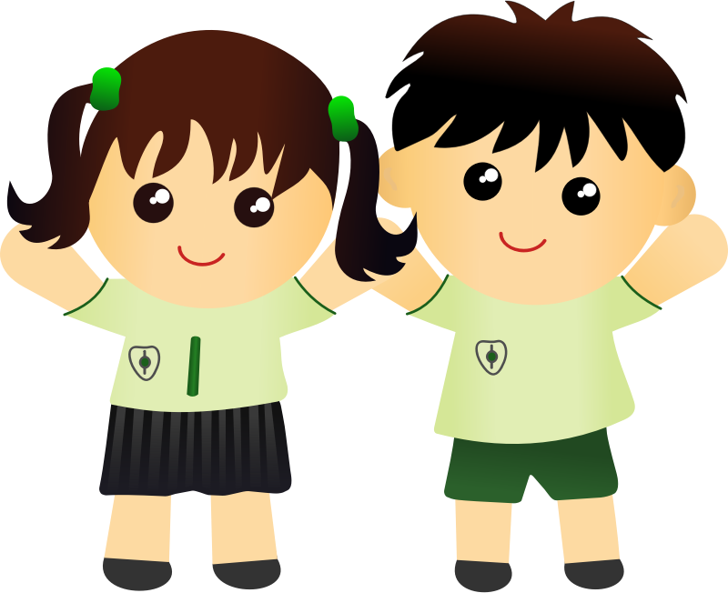 Free Happy Children Clip Art - Two Kids Clipart (800x652)