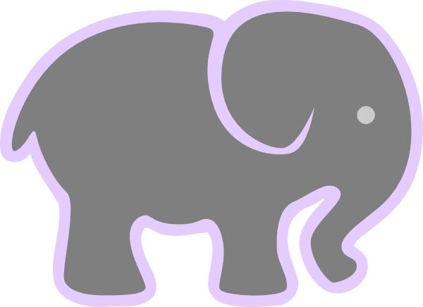 Grey Elephant With Lilac Clip Art At Clker - Pink And Gray Elephant (640x480)