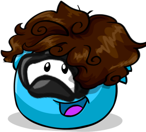 Puffle Custom Blue With Mask And Wig - Cartoon (496x480)