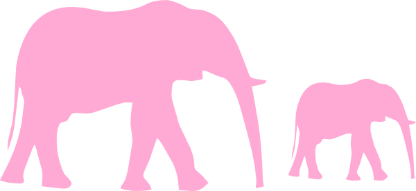 Mommy& Baby Elephant Clip Art - Elephant Clipart Black And White (600x276)