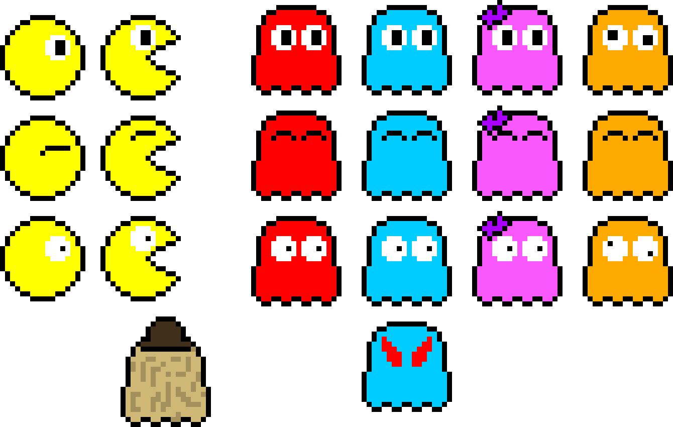 Pac Man & Ghosts - Pixel Pacman Clip Art - (1340x850) Png Clipart D...