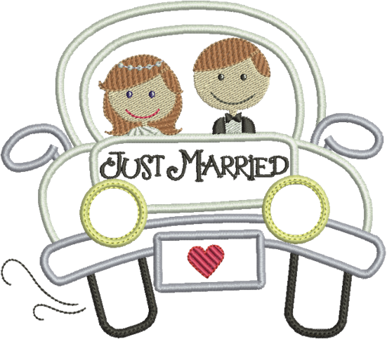 Just Married Getaway Car Boy Embroidery, Applique - Marriage (551x483)