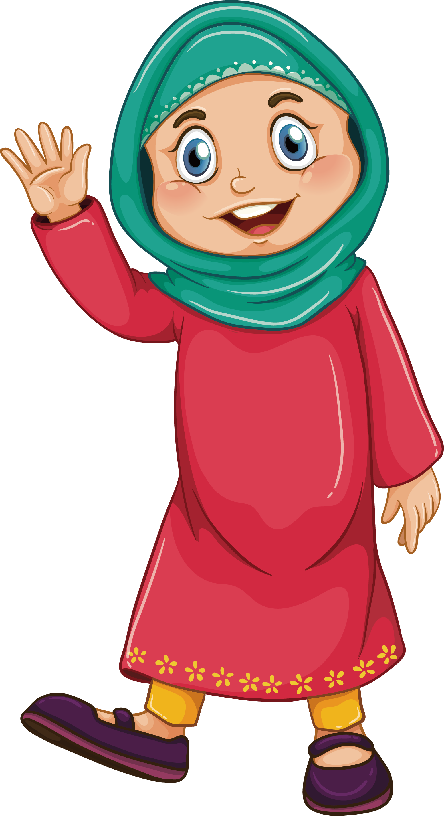 Muslim Girl Islam Clip Art - Muslim Lady Cartoon Vector (1552x2851)