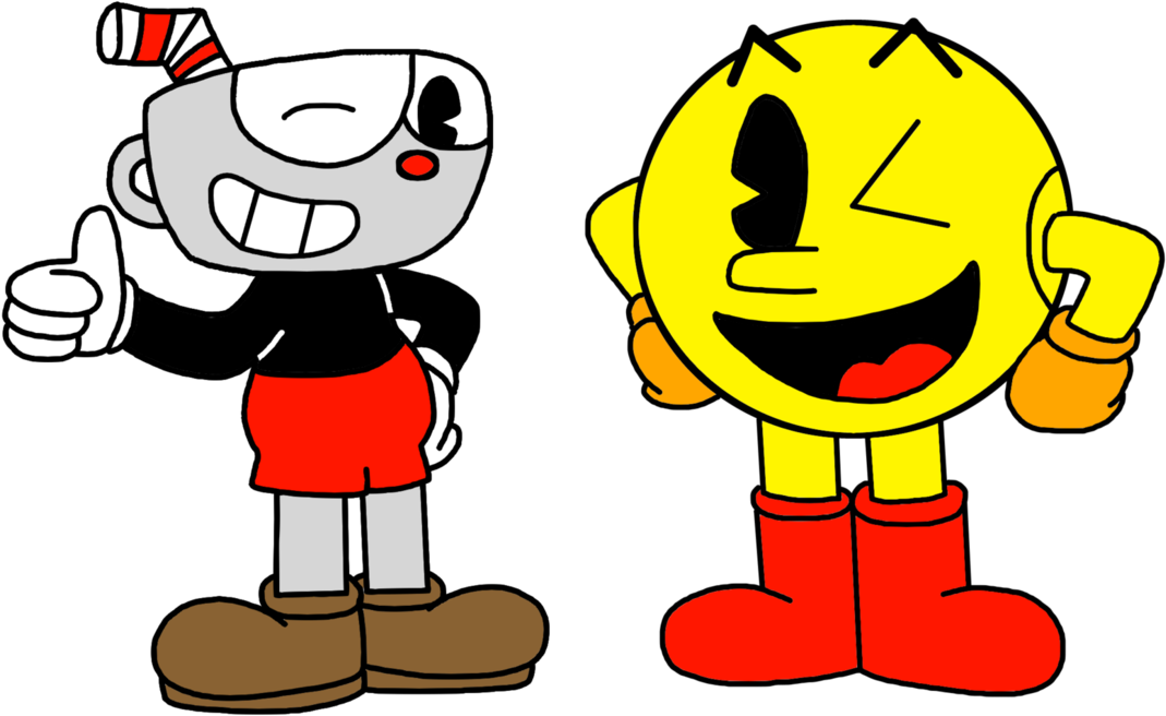 Pac-man And Cuphead By Marcospower1996 - Pac Man Deviantart (1104x724)