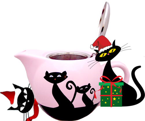 Stoneware Mugs & Teapot - Chef Masterpiece Pink Cat Kattitude 17oz Teapot (500x427)