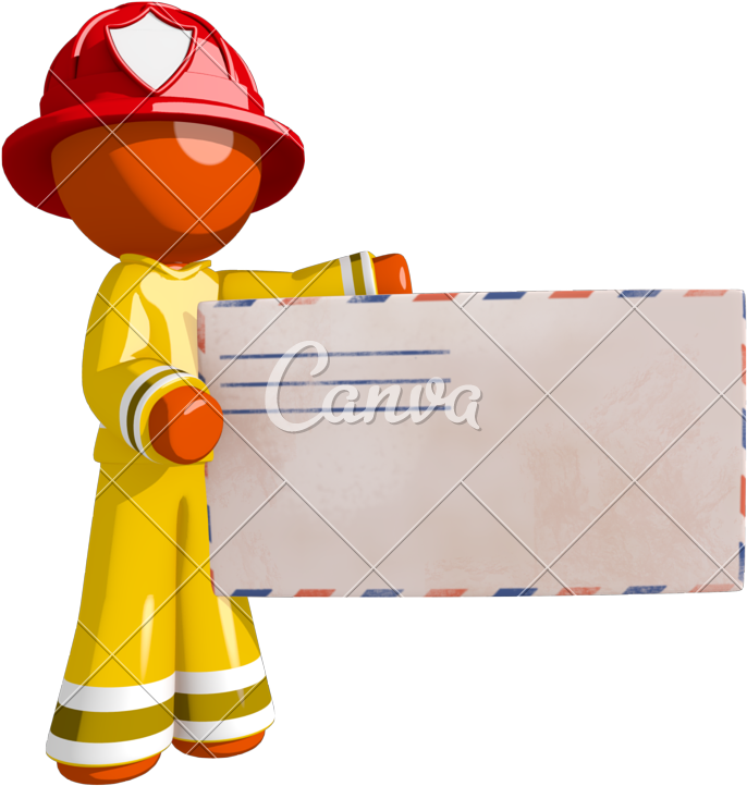 Orange Man Firefighter - Stock Photography (764x800)