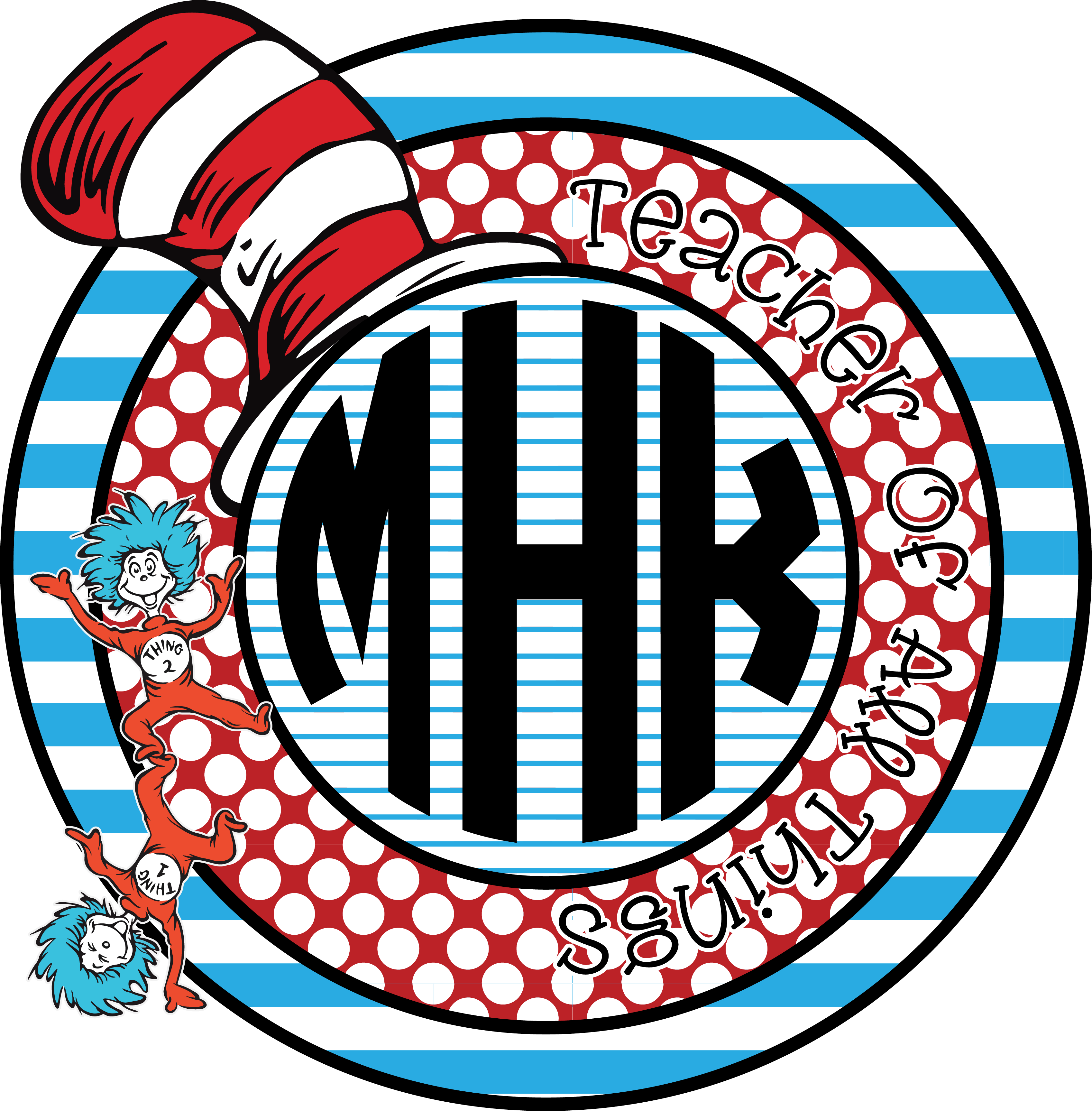 Seuss Reading Across America Day Transfers - Coral And Navy Blue Preppy Bow Monogram Tote Bag, Adult (3395x3453)