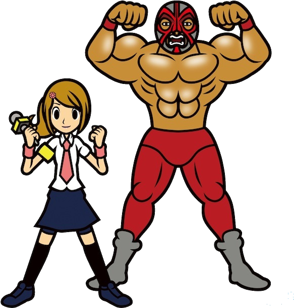 Wrestler And Reporter - Nin Beat The Beat: Rhythm Parad. 00 Wii (640x640)