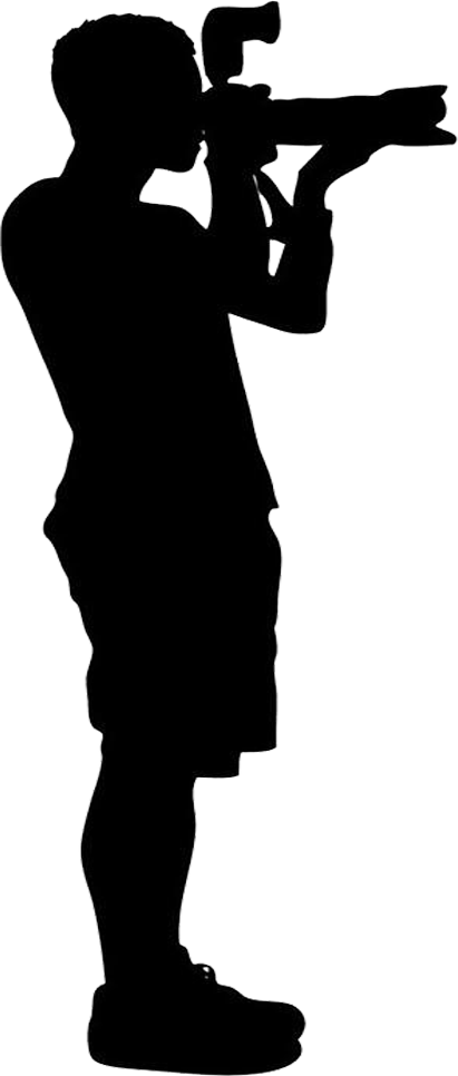 Telephoto Lens Reporter Silhouette - Telephoto Lens Reporter Silhouette (411x966)