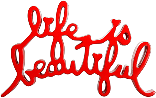 Life Is Beautiful (red) By Mr Brainwash - Mr Brainwash Life Is Beautiful Sculpture (500x316)