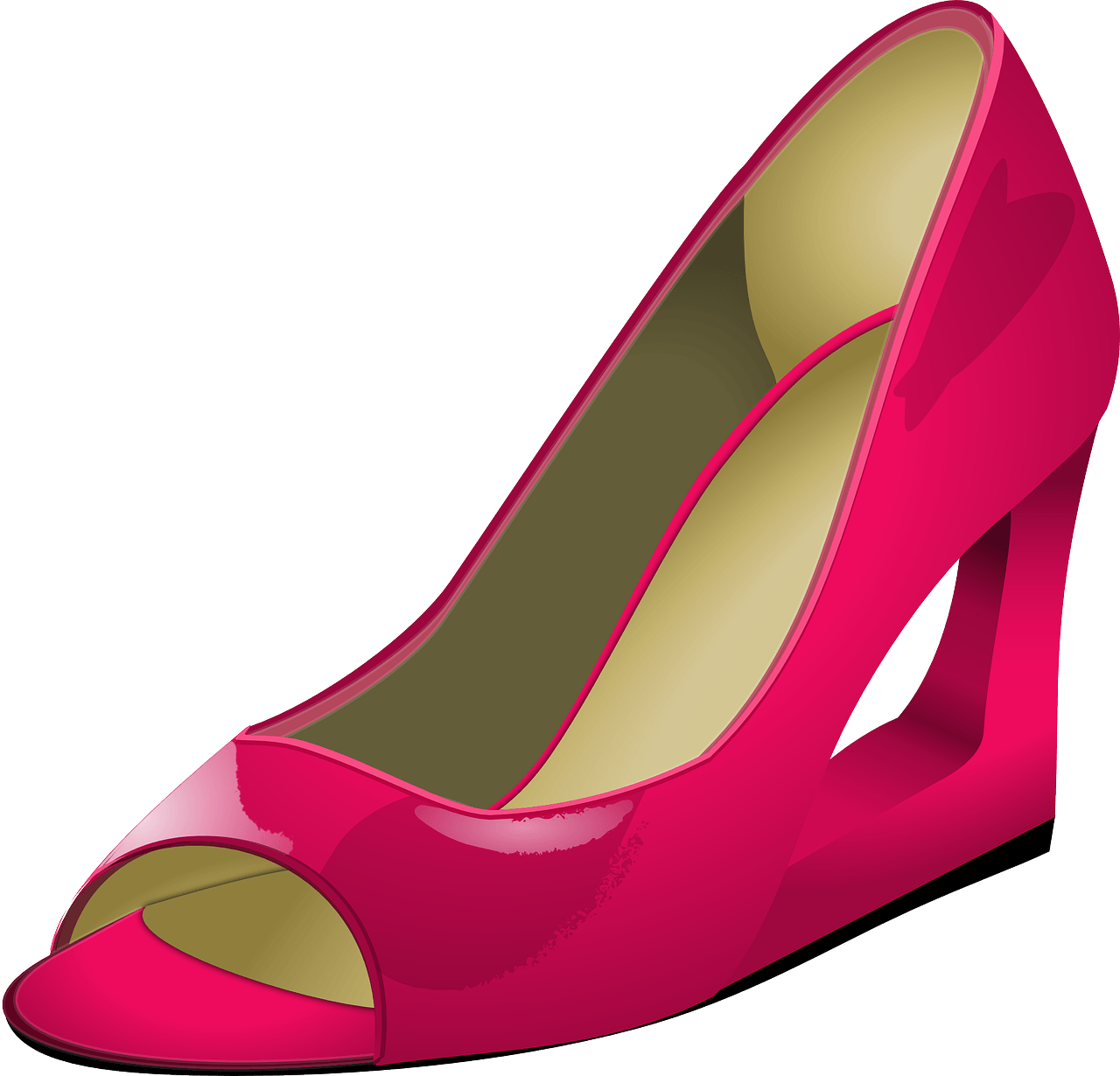 Gold Heart With Pink Wings Clipart, Vector Clip Art - Pink Big Heel Shoe (1280x1230)