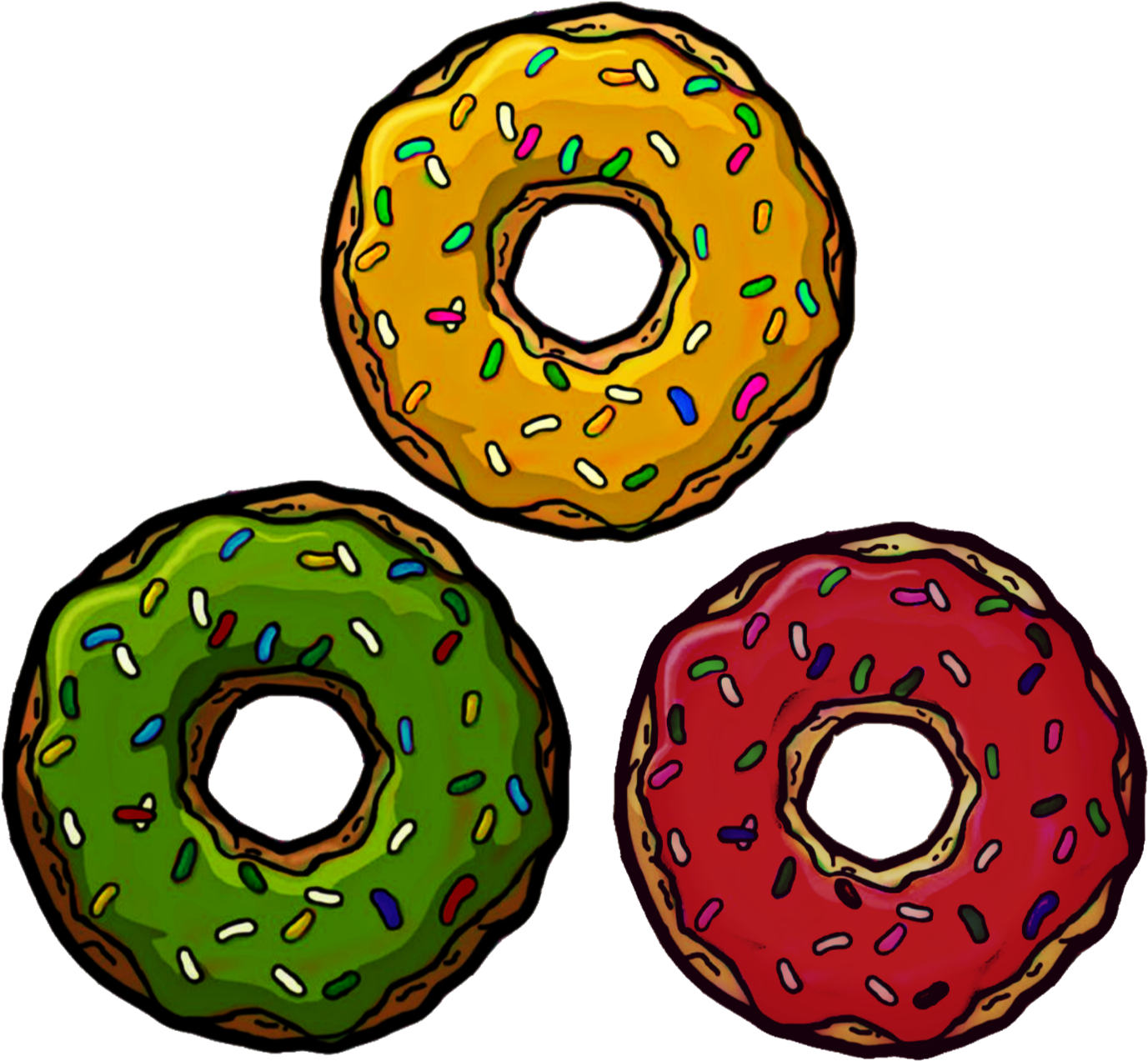 Donut Vert Jaune Rouge 3colors Vertjaunerouge Greenye - Imagens Fofas Tumblr Em Png (1471x1374)