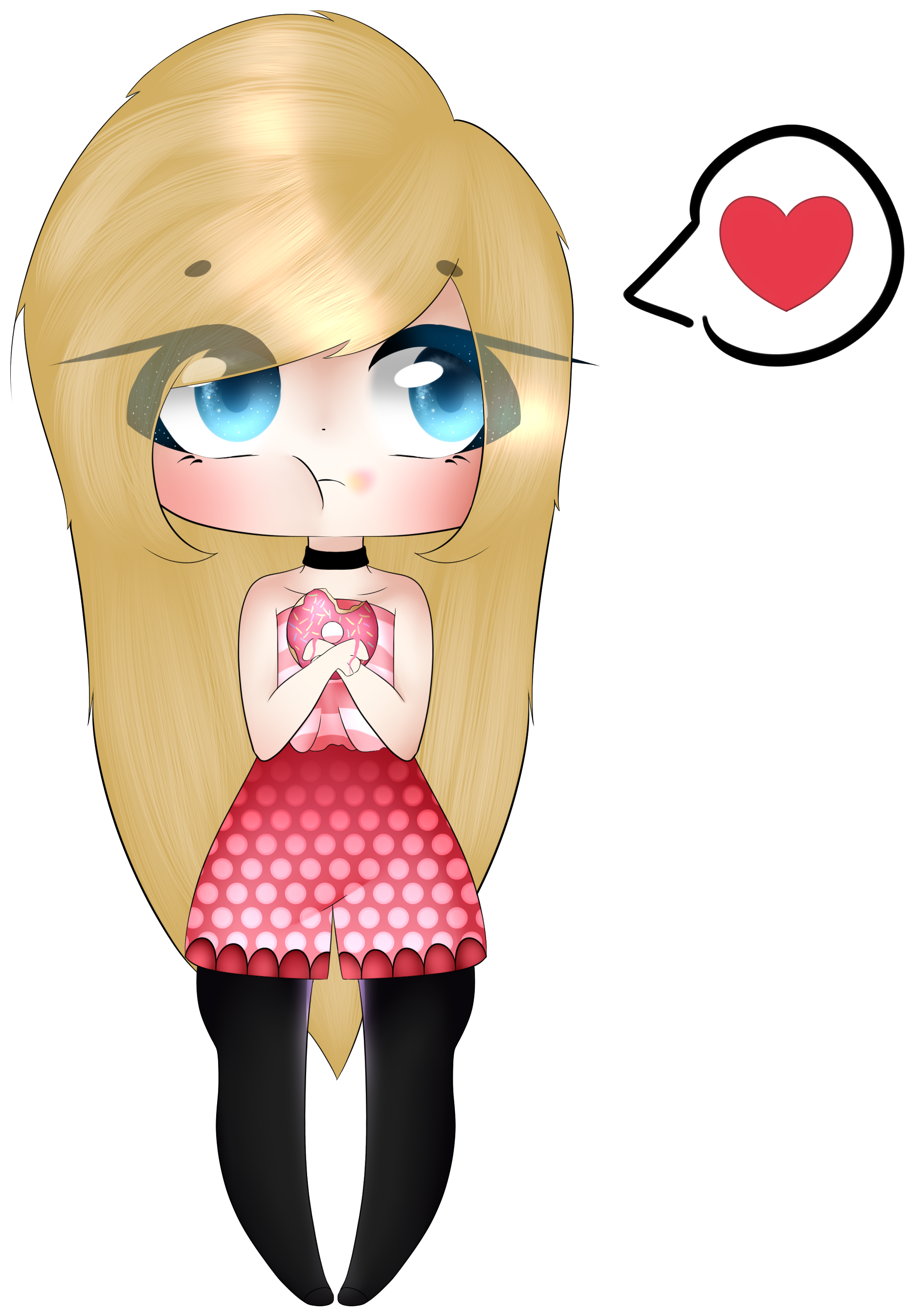 Girl Eating Donut By Neko Nyan Chii - Cartoon (2161x2860)