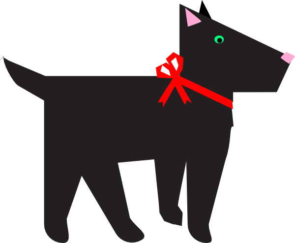 Dog With Red Bow Clip Art - Clip Art (600x494)