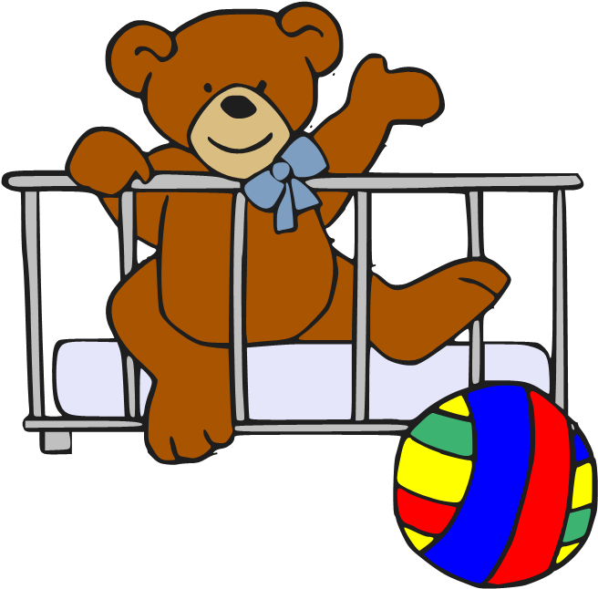 Baby Bear In Crib - Teddy Bear Clip Art (678x667)