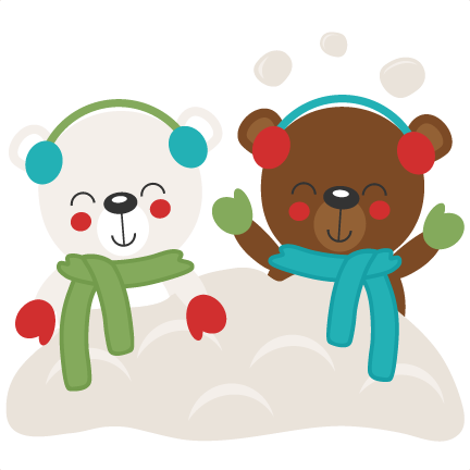 Pin Christmas Snow Clipart - Cute Winter Bears Clipart (432x432)