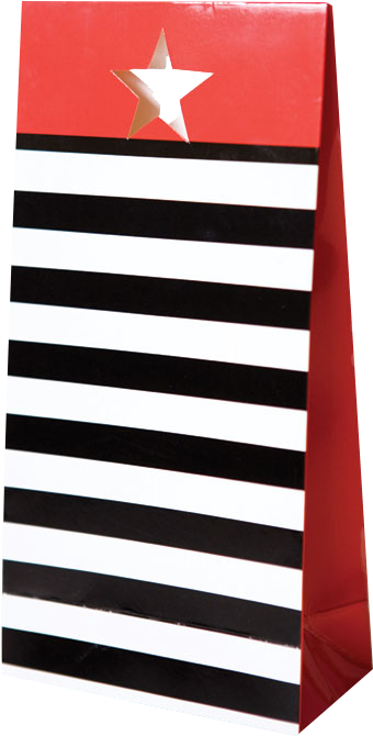 Red Star Black Striped Paper Party Bags - Red Star Black (423x709)