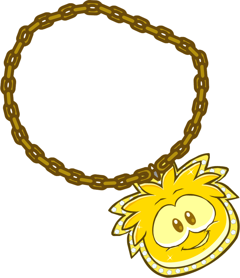 Gold Puffle Chain - Bling Bling Necklace Club Penguin (818x946)