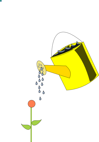 Yellow Watering Can Outlined Clip Art At Clker - Transparent Watering Can Clipart (414x592)