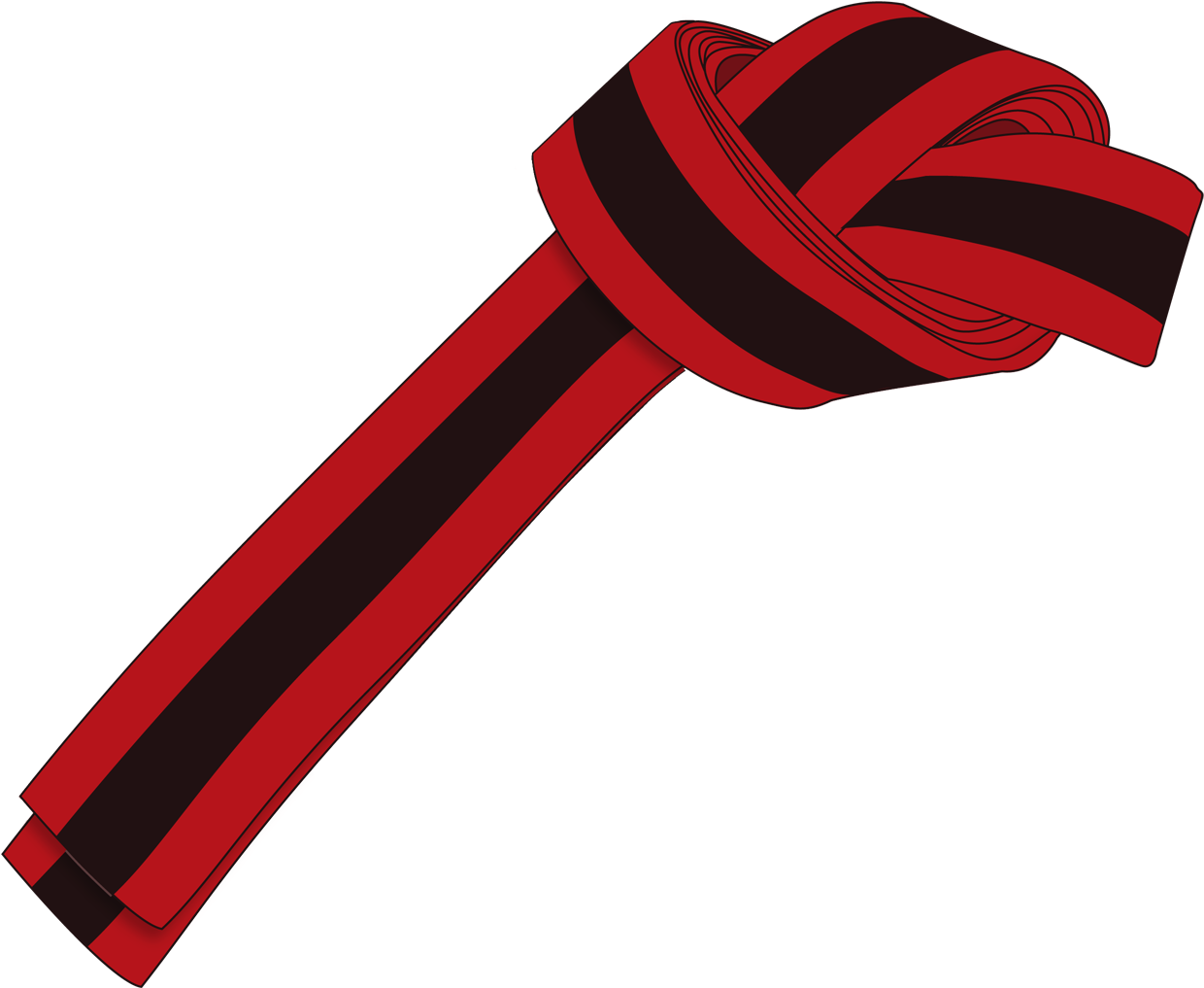 Ichf Red Black Belt 2nd Gup Large - Taekwondo Red Black Belt (1371x1166)